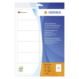 Herma 4432 Adress-Etiketten - 94 x 47 mm, selbstklebend, 240 Stück