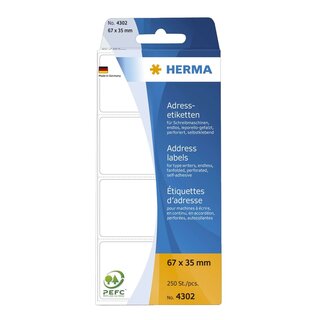 Herma 4302 Adress-Etiketten - 67 x 35 mm, selbstklebend, 250 Stück