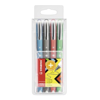 Stabilo® Tintenroller worker® colorful, Etui mit 4 Stiften