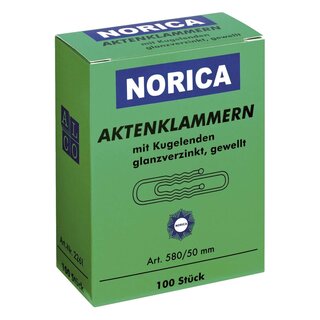 NORICA Aktenklammern mit Kugelenden - 50 mm gewellt, verzinkt, 100 Stück