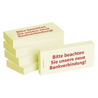 Bedruckte Haftnotizen - Text: Bitte beachten Sie unsere neue Bankverbindung