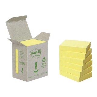 Post-it® Recycling Notes, pastellgelb - 38 x 51 mm, 6 x 100 Blatt
