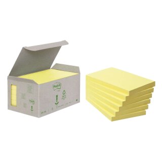 Post-it® Recycling Notes, pastellgelb - 126 x 76 mm, 6 x 100 Blatt