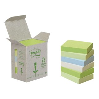 Post-it® Recycling Notes, Rainbow pastell - 38 x 51 mm, 6 x 100 Blatt