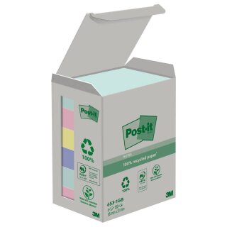 Post-it® Recycling Notes, Rainbow pastell - 38 x 51 mm, 6 x 100 Blatt