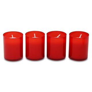 25er Pack Grablichter Brenner Nr. 2 mit roter Hülle für Glasgrablampen (25 x 4 Stück)
