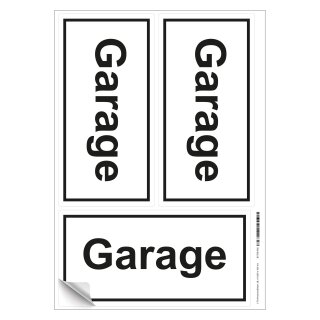 Türhinweisschild Garage 3er Pack Folie selbstklebend 200 x 100 mm