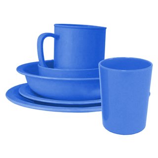 6-tlg. Geschirr-Set Kunststoff Blau
