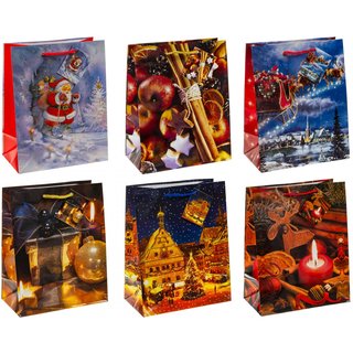 TSI 12er Pack Geschenktüte mittel ca. 18 x 10 x 23 cm Weihnachten SERIE 7
