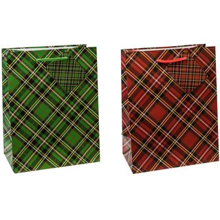 TSI 12er Pack Geschenktüten mittel ca. 18 x 10 x 23 cm TARTAN