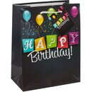 TSI 3er Pack Geschenktüte mittel ca. 18 x 10 x 23 cm BIRTHDAY BLACK