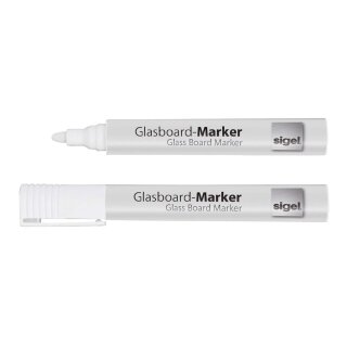 Sigel® Glasboard-Marker - Rundspitze, weiß, 2 Stück