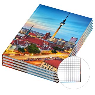4er Pack Notizbuch / Kladde kariert Skyline DIN A5