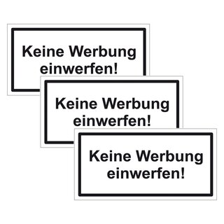 Hinweisschild "Keine Werbung einwerfen!" 3er Pack Folie selbstklebend 100 x 50 mm