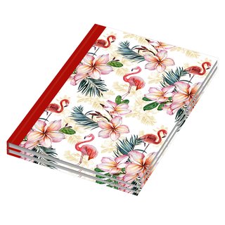 2er Pack Notizbuch / Kladde Flamingo rot DIN A5 innen gepunktet