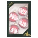 Krebs Glas Lauscha Weihnachtskugeln Rot mit Winterwald 4...