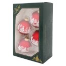 Krebs Glas Lauscha Weihnachtskugeln Rot mit Winterwald 4 Stück/Set, Ø 7 cm