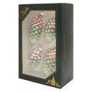 Krebs Glas Lauscha Baumschmuck Tannenzapfen Grün/Braun 4 Stück/Set, Ø 10 cm