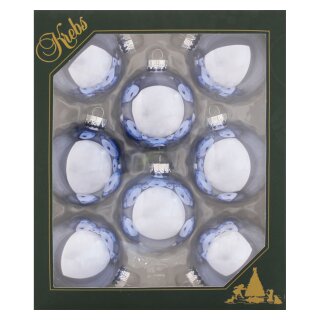 Krebs Glas Lauscha Weihnachtskugeln Gletscherblau glänzend 8 Stück/Set, Ø 7 cm