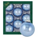 Krebs Glas Lauscha Weihnachtskugeln Gletscherblau glänzend 8 Stück/Set, Ø 7 cm
