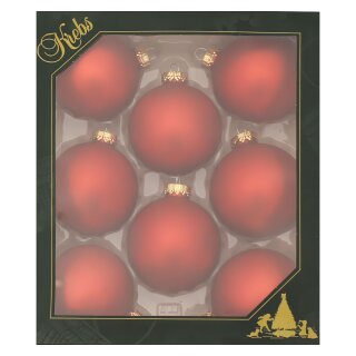 Krebs Glas Lauscha Weihnachtskugeln Rot matt 8 Stück/Set, Ø 7 cm