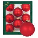 Krebs Glas Lauscha Weihnachtskugeln Rot matt 8 Stück/Set, Ø 7 cm