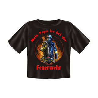 Baby T-Shirt bedruckt - Papa ist bei Feuerwehr