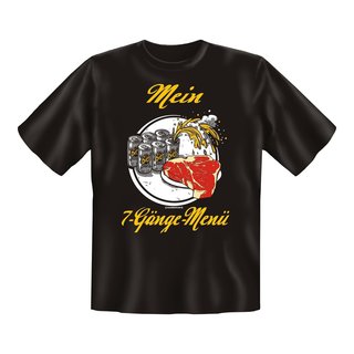 T-Shirt mit Motiv/Spruch "7 Gänge Menü"