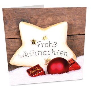 10 Weihnachtskarten Mit Umschlägen – Motiv Rentier, Frohe Weihnachten, 98 X 98 Mm, Rotes Glanzpapier