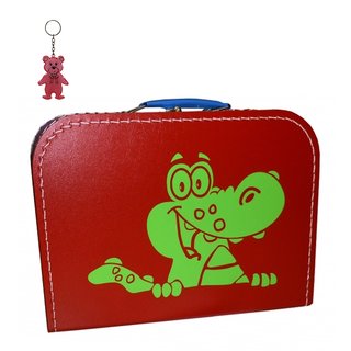 Kinderkoffer rot mit Krokodil inkl. 1 Reflektorbärchen
