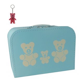 Kinderkoffer hellblau mit Teddys inkl. 1 Reflektorbärchen