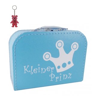 Kinderkoffer hellblau mit Krone Kleiner Prinz inkl. 1 Reflektorbärchen