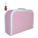 Kinderkoffer (mit Borde) rosa/weiß kariert inkl. 1 Reflektorbärchen