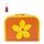 Kinderkoffer (mit Borde) orange mit Blume inkl. 1 Reflektorbärchen