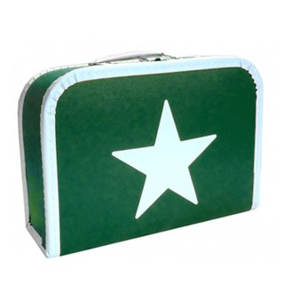 Kinderkoffer (mit Borde) dunkelgrün mit Stern inkl. 1 Reflektorbärchen