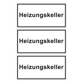Türhinweisschild "Heizungskeller" 3er Pack Folie selbstklebend