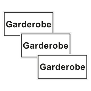 Hinweisschild "Garderobe" 3er Pack Folie selbstklebend