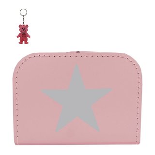 Kinderkoffer rosa mit Stern grau inkl. 1 Reflektorbärchen