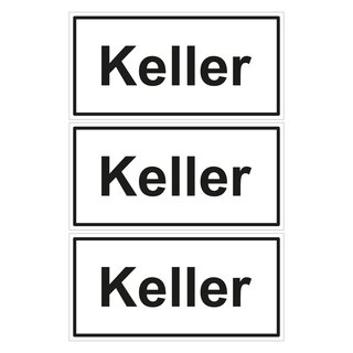 Türhinweisschild "Keller" 3er Pack Folie selbstklebend