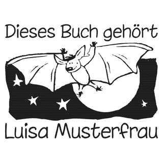 Kinderstempel Holz "Fledermaus" mit Namen, 40 x 30 mm