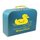 Kinderkoffer petrolblau mit Ente gelb und Wunschname