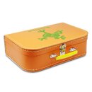 Kinderkoffer orange mit Frosch grün und Wunschname