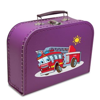 Kinderkoffer violett mit Feuerwehr und Sonne