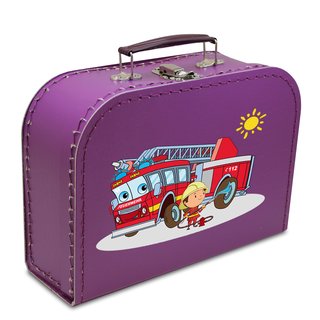 Kinderkoffer violett mit Feuerwehr, Feuerwehrmann und Sonne
