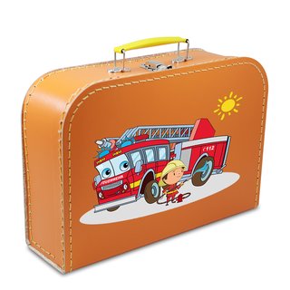 Kinderkoffer orange mit Feuerwehr, Feuerwehrmann und Sonne