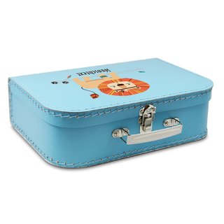 Kinderkoffer blau mit Löwe und Wunschname