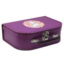 Kinderkoffer violett mit Katze, Blumenborde und Wunschname