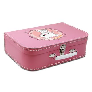 Kinderkoffer pink mit Katze, Blumenborde und Wunschname