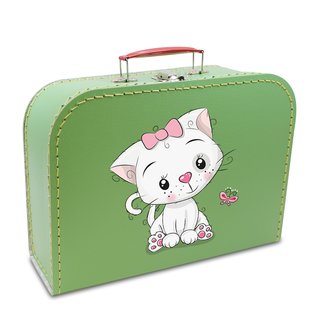 Kinderkoffer hellgrün mit Katze