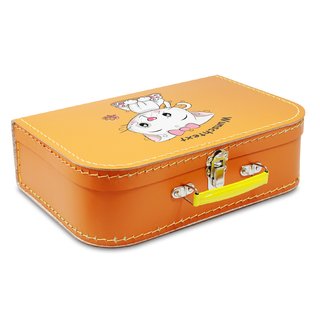 Kinderkoffer orange mit Katze und Wunschname